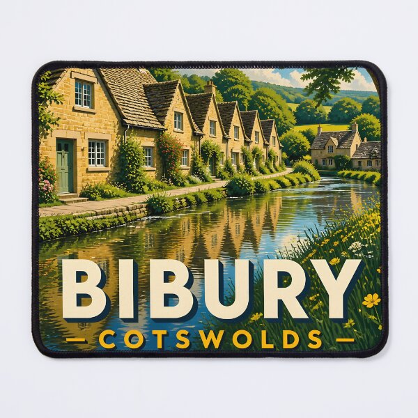 Item preview, Bibury Cotswolds – Vintage Riverside Cottage Travel Poster designed and sold by LSVart.