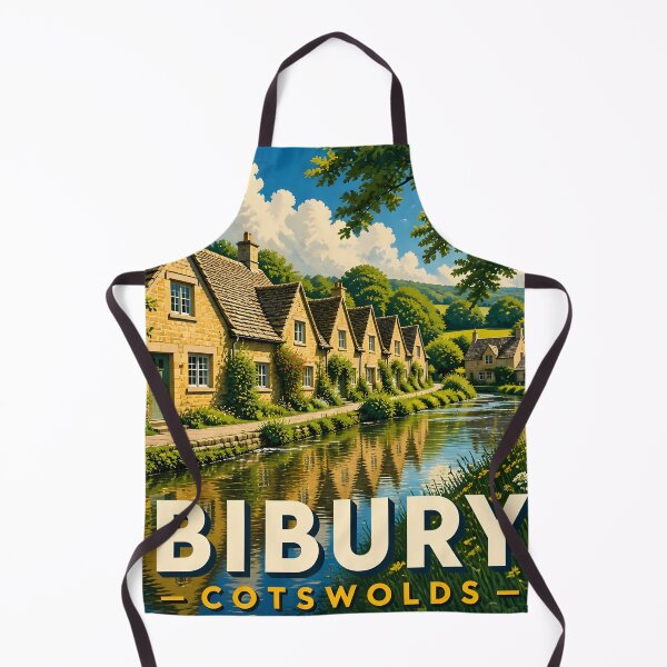 Item preview, Bibury Cotswolds – Vintage Riverside Cottage Travel Poster designed and sold by LSVart.