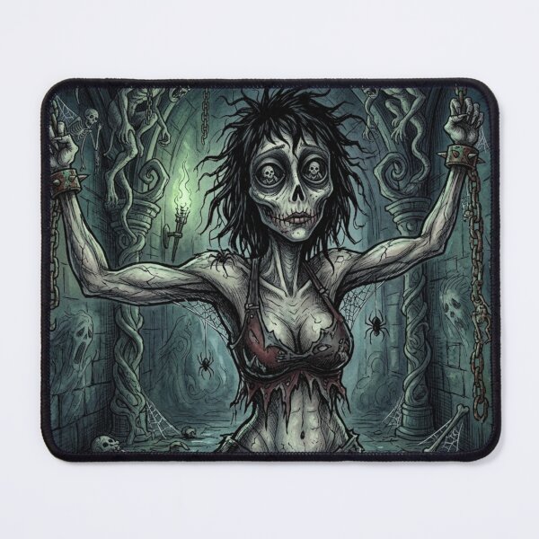 Item preview, Chained Necromancer Zombie Sorceress fantasy art designed and sold by Vintage Designs +.
