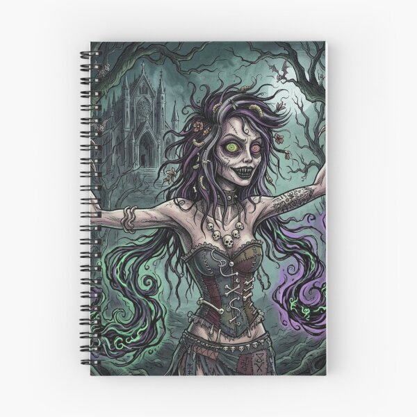 Item preview, Chained Necromancer Zombie Sorceress fantasy art designed and sold by Vintage Designs +.