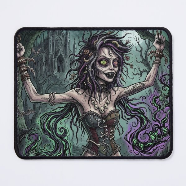 Item preview, Chained Necromancer Zombie Sorceress fantasy art designed and sold by Vintage Designs +.