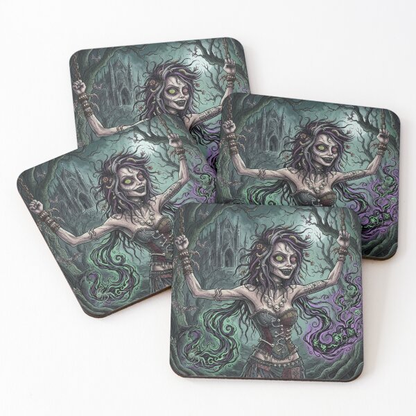Item preview, Chained Necromancer Zombie Sorceress fantasy art designed and sold by Vintage Designs +.