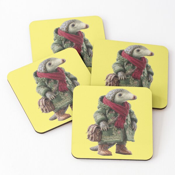 Item preview, Cute pangolin with coat, scarf and leather bag designed and sold by Mauswohn.