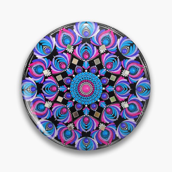 Item preview, • Neon Pink and Blue Dotillism Mandala - Psychadelic Spiritual Wall Art designed and sold by Qerapainting.