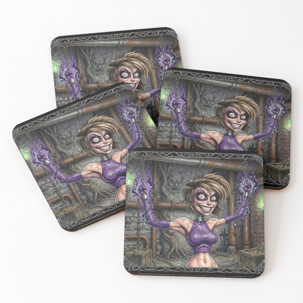 Item preview, Chained Dark Necromancer Sorceress fantasy art designed and sold by Vintage Designs +.