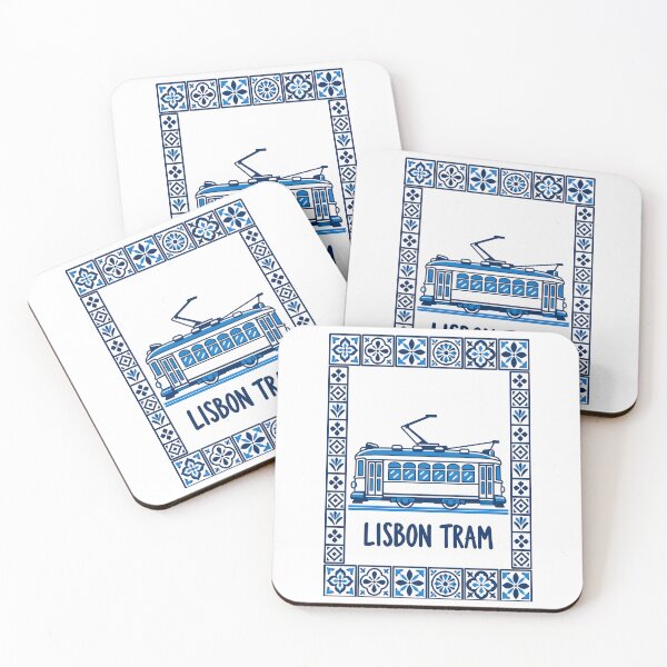 Item preview, Lisbon Tram Portugal – Blue Azulejo Tile designed and sold by MavtM.