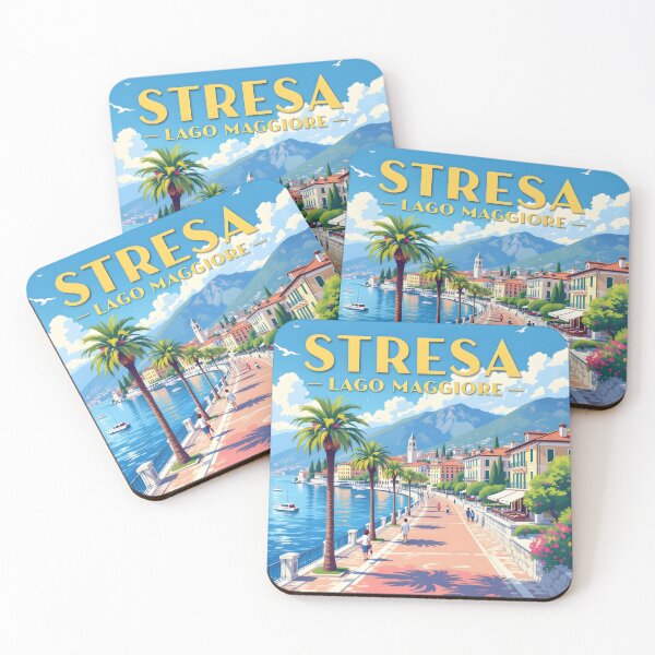 Item preview, Stresa Lake Maggiore – Vintage Lakeside Promenade Travel Poster designed and sold by LSVart.