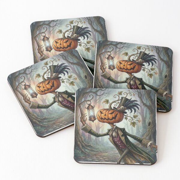 Item preview, Jack O'Lantern the Halloween lord chasing spirits with his lantern of arcane magic designed and sold by Vintage Designs +.