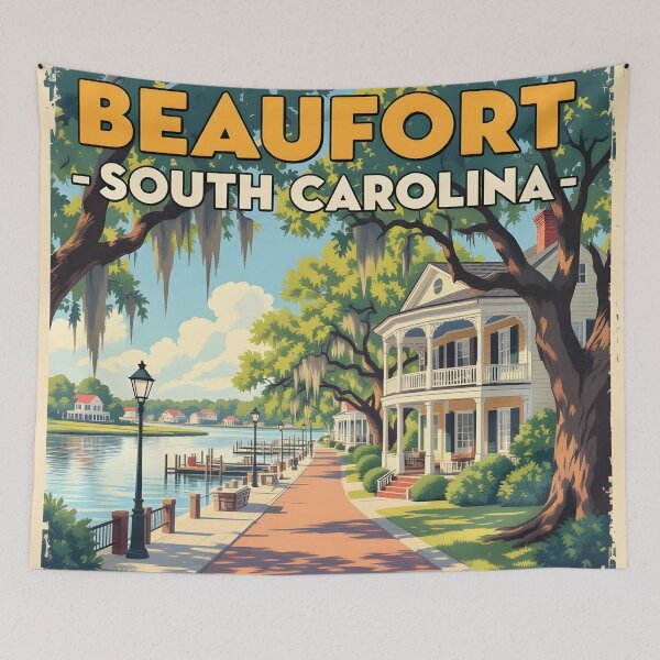 Item preview, Beaufort South Carolina – Vintage Waterfront Travel Poster designed and sold by LSVart.