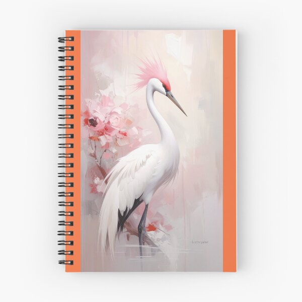Item preview, Graceful Pink-Crested White Crane – Elegant Japanese-Inspired Bird Art designed and sold by vinothmech53.