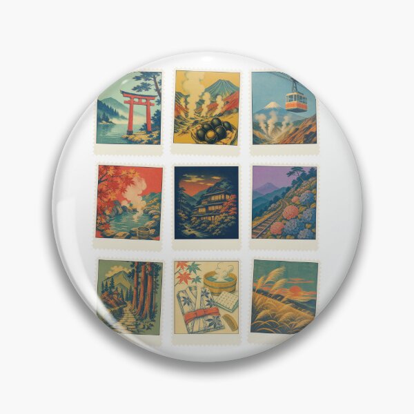 Item preview, Hakone Vintage Stamps (No Text) | Retro Stamp Sticker Pack | Japanese Design designed and sold by JapanMemoir.