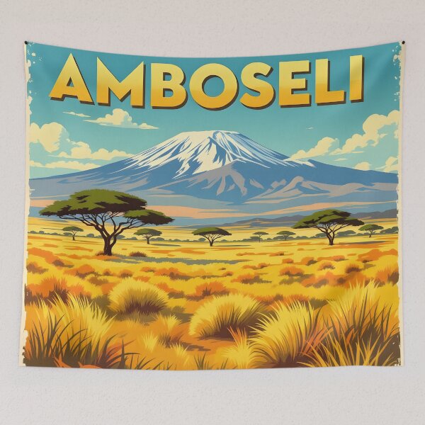 Item preview, Amboseli Kenya – Vintage Savanna Travel Poster designed and sold by LSVart.