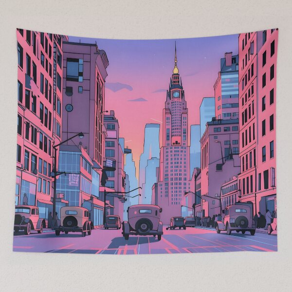 Item preview, Pink Vintage Cityscape Retro Skyline Art designed and sold by Daniela`s shop.