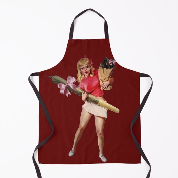 Item preview, Vintage Coquette Pinup Stoner Girl with Giant Joint & Pink Ribbons designed and sold by obalartsMerch.
