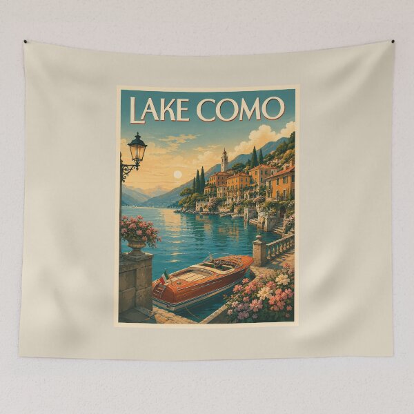 Item preview, Lake Como Italy Vintage Travel Poster designed and sold by Sasas Design.