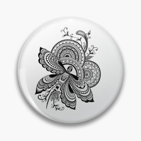 Item preview, Intricate Dragonfly Mandala Line Art - Black and White Ink Sketch designed and sold by Qerapainting.