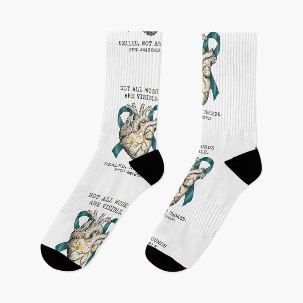 Item preview, PTSD Awareness Teal Ribbon Illustration - Kintsugi Heart Survivor Gift Mental Health Design designed and sold by Luminari Creations.