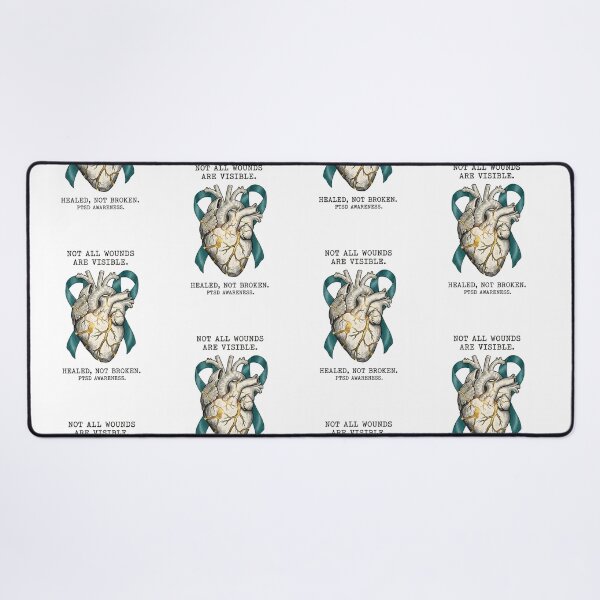 Item preview, PTSD Awareness Teal Ribbon Illustration - Kintsugi Heart Survivor Gift Mental Health Design designed and sold by Luminari Creations.