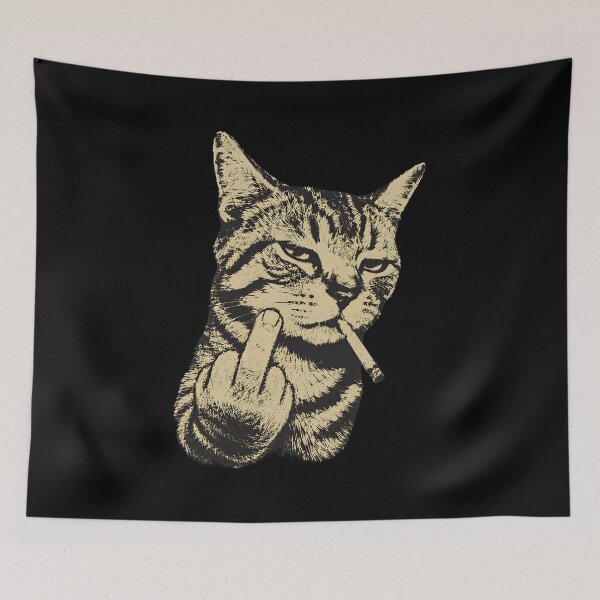 Item preview, Funny Cat Smoking Middle Finger Rebel Cool designed and sold by WatercolorWhis.