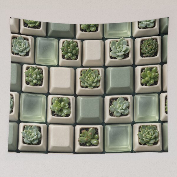 Item preview, Succulent Keyboard Pattern – Botanical Keycaps for Plant and Tech Lovers designed and sold by Kaleidoscope Print.