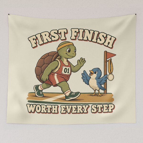 Item preview, First Finish Slow Runner Turtle Worth Every Step Gift designed and sold by MythicCotton.