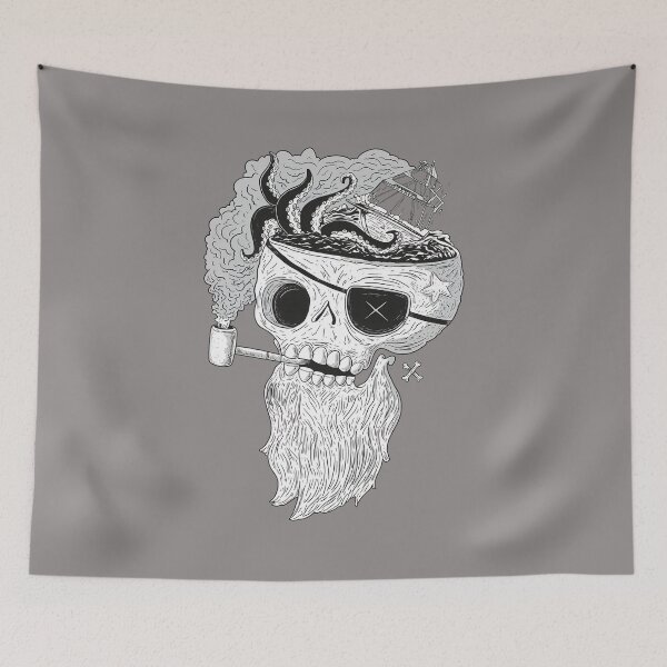 Item preview, Kraken Brain Pirate Skull Smoking Pipe Shirt-20 designed and sold by LuckBram.