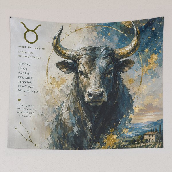 Item preview, Taurus Zodiac Painting – Cosmic Bull and Stars designed and sold by GalleryKauffeld.