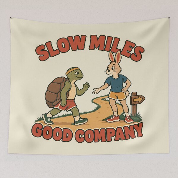 Item preview, Slow Miles Good Company Retro Turtle Hare Runner Gift designed and sold by MythicCotton.