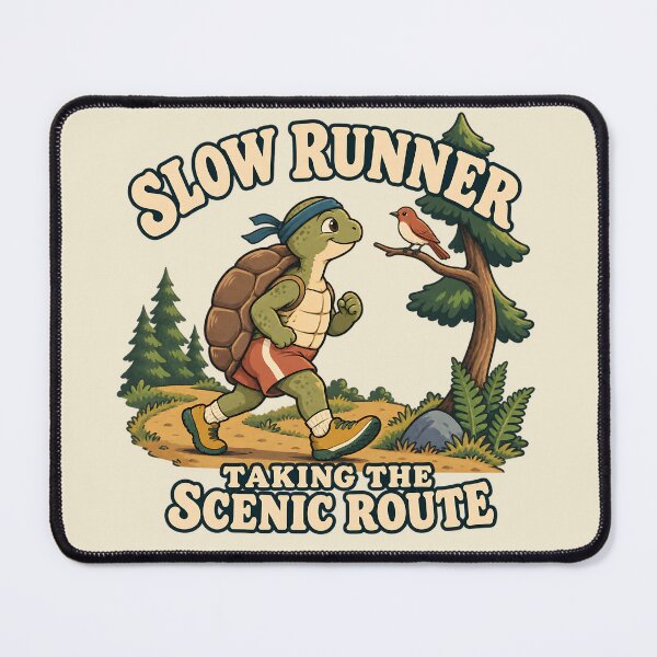 Item preview, Slow Runner Taking Scenic Route Retro Turtle Trail Gift designed and sold by MythicCotton.