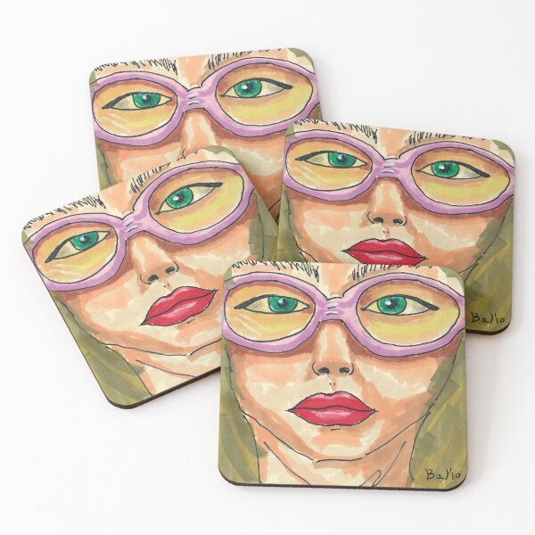 Item preview, Colorful Woman Portrait With Pink Glasses designed and sold by Studio Bako.