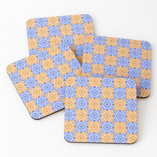 Item preview, Blue Orange Geometric Checker Pattern designed and sold by ArtbyDebbieC.
