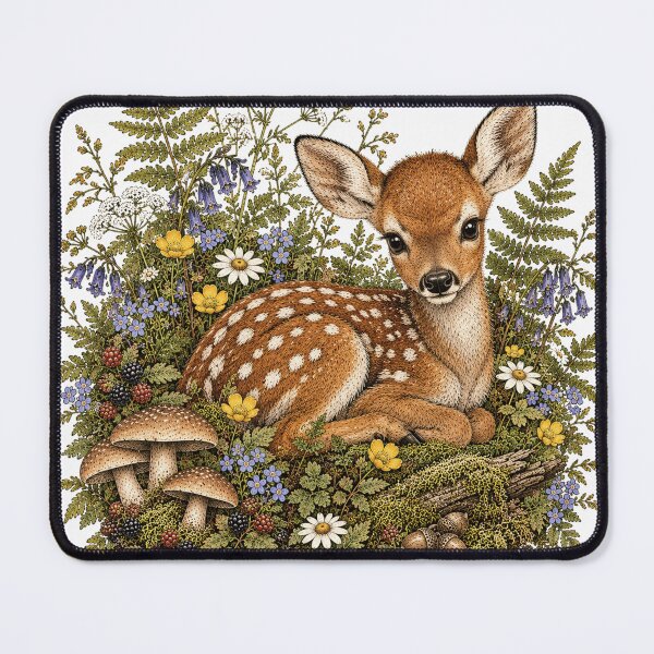 Item preview, Vintage Fawn Woodland Wildflower Botanical Illustration designed and sold by lovepower.