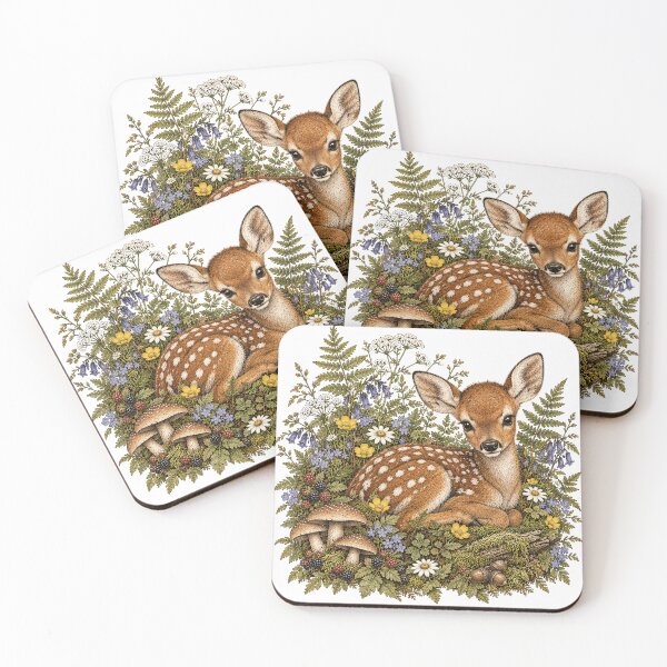 Item preview, Vintage Fawn Woodland Wildflower Botanical Illustration designed and sold by lovepower.