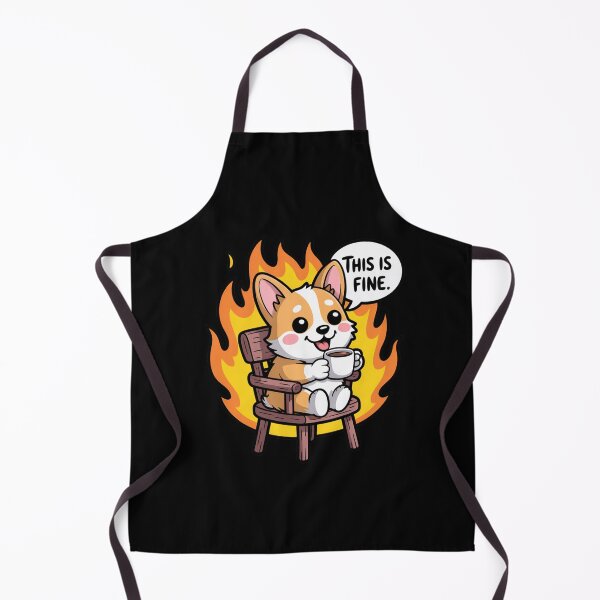 Item preview, This Is Fine Funny Cartoon Corgi Meme designed and sold by MonkiFlipp.