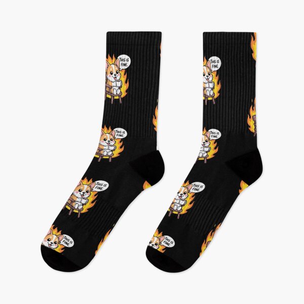Item preview, This Is Fine Funny Cartoon Corgi Meme designed and sold by MonkiFlipp.