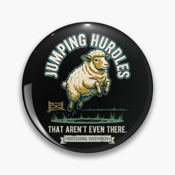 Item preview, Jumping Hurdles That Aren't Even There | Professional Overthinker Funny Sheep Vintage Graphic Design | Anxiety Humor Art designed and sold by Luminari Creations.