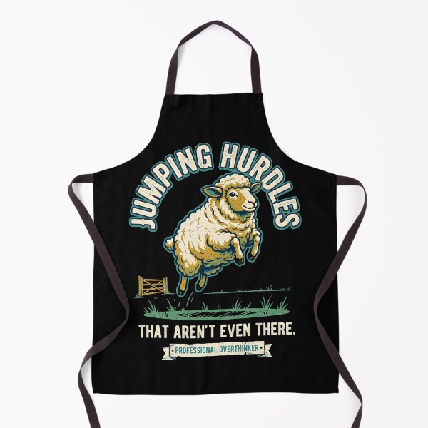 Item preview, Jumping Hurdles That Aren't Even There | Professional Overthinker Funny Sheep Vintage Graphic Design | Anxiety Humor Art designed and sold by Luminari Creations.