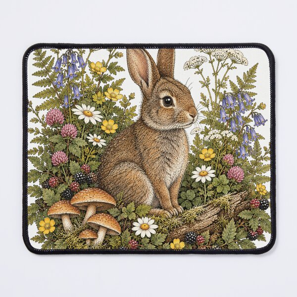 Item preview, Vintage Rabbit Woodland Wildflower Botanical Illustration designed and sold by lovepower.