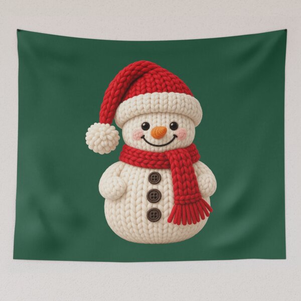Item preview, Cute Knitted Snowman Christmas Design – Red Scarf & Santa Hat Winter Holiday Art designed and sold by Art-spree.