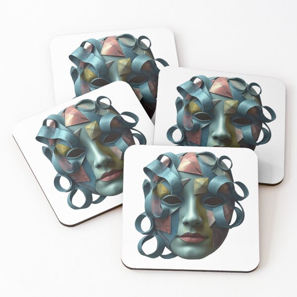 Item preview, Surreal Paper Ribbon Mask Abstract Geometric Face Art Design designed and sold by @SHINTOSARTSTORE.