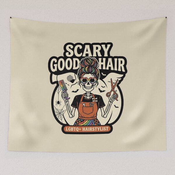 Item preview, Scary Good Hair Rainbow Skeleton Hairstylist Halloween Art designed and sold by Im-Ara.