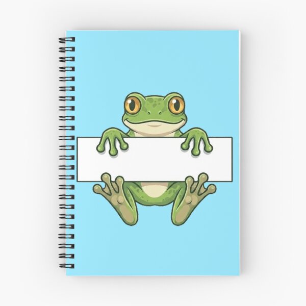 Item preview, Cute Frog Holding Blank Sign Cartoon designed and sold by PetalsPaws.