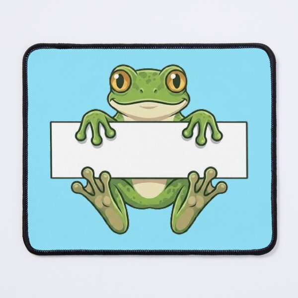 Item preview, Cute Frog Holding Blank Sign Cartoon designed and sold by PetalsPaws.