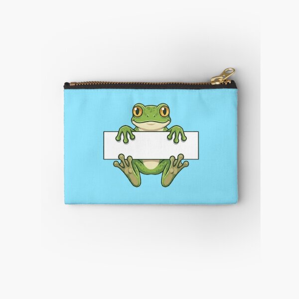 Item preview, Cute Frog Holding Blank Sign Cartoon designed and sold by PetalsPaws.