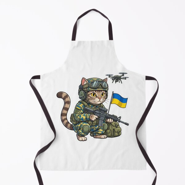 Item preview, Ukrainian cat with flags and drone in the war, cat soldier designed and sold by pixeldizajn.