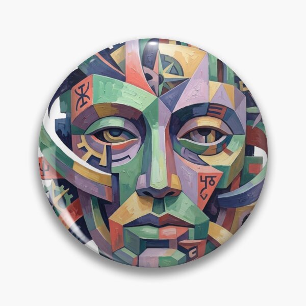 Item preview, Cubist Geometric Face Abstract Oil Painting Style Art Design designed and sold by @SHINTOSARTSTORE.