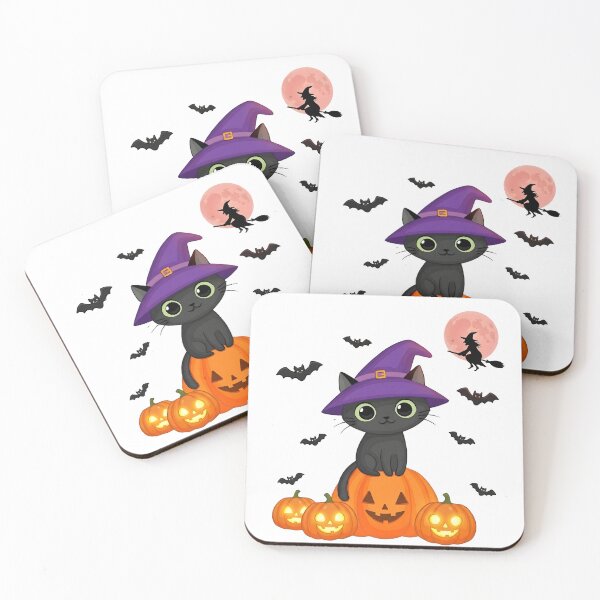 Item preview, Black Cat Witch on Halloween Pumpkins designed and sold by Pawzenix.