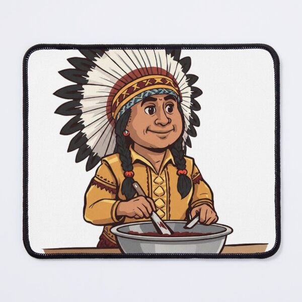 Item preview, Cute Native American Inspired Cooking Illustration designed and sold by MaybeeShirts.