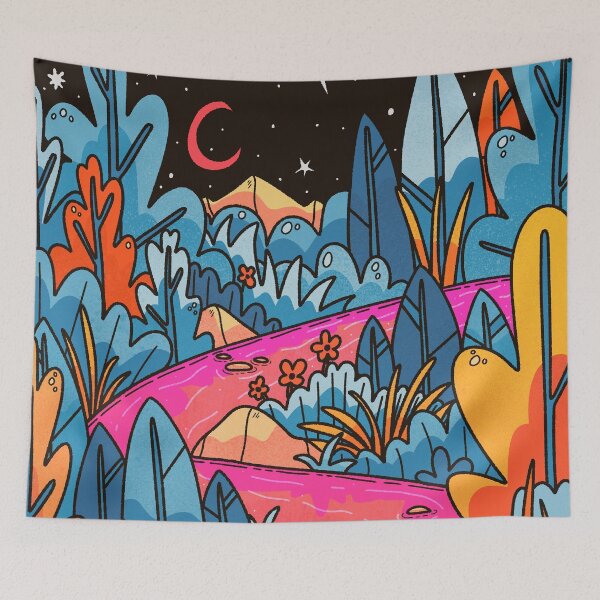 Item preview, The hot pink night river designed and sold by Swadeillustrations.