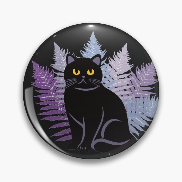 Aperçu de l'œuvre Chat noir British Shorthair dans la fougère créée et vendue par IvysCreativityHouse.